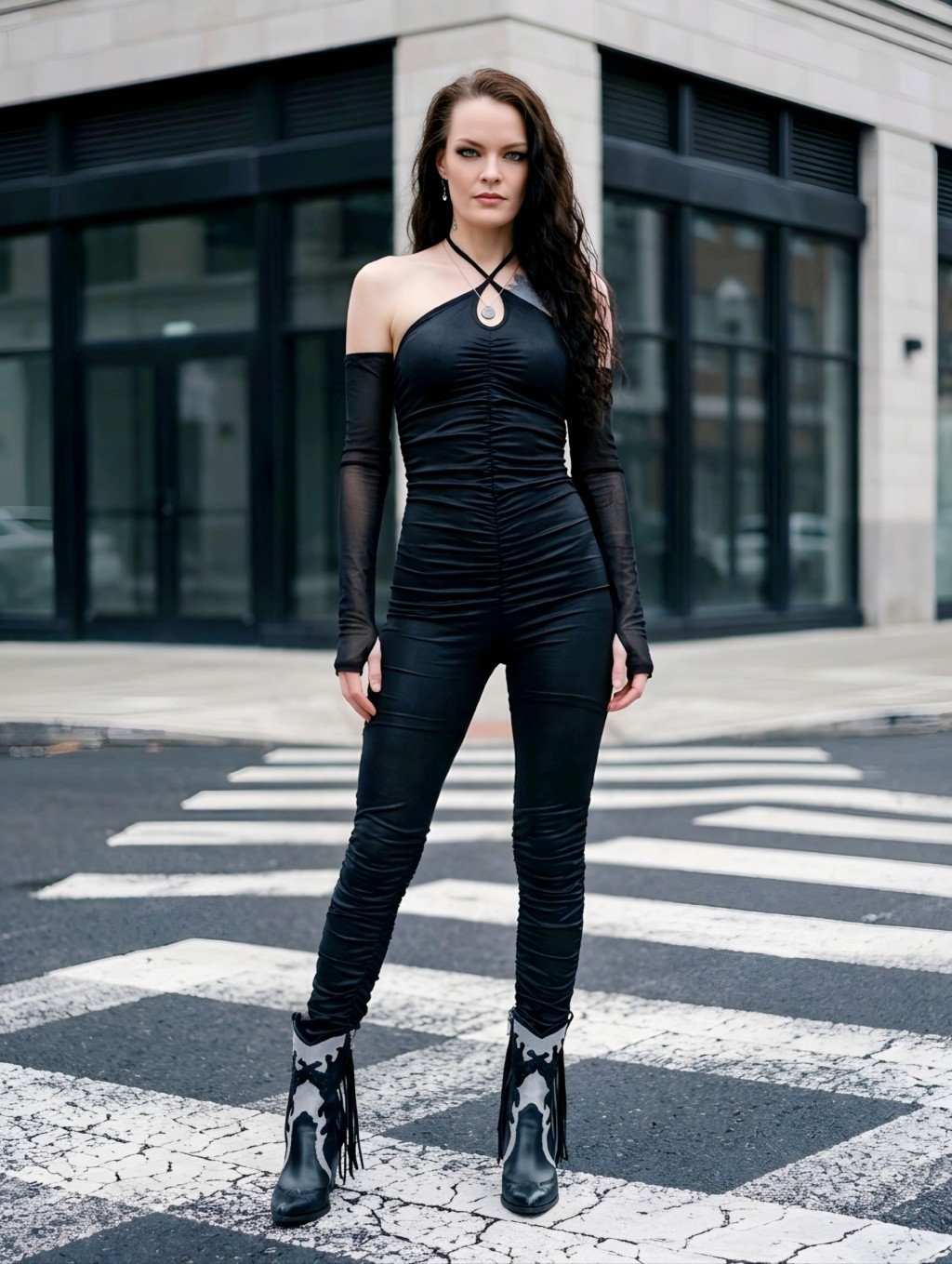 Poster Grl Black Ruched Halter Jumpsuit Keyhole Open Back Bodycon M Nwt